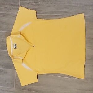 Slazenger yellow polo Short Sleeve Golf 1/4 Zip shirt top med cute